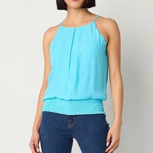 by&by Juniors Womens Crew Neck Sleeveless Tank Top Aqua Teal Size Larg  NWT New!